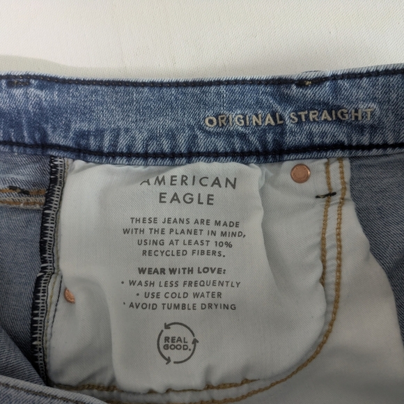 American Eagle Men's 33*34 Orginal Straight Jeans Stretch Denim Blue EUC - Picture 8 of 14